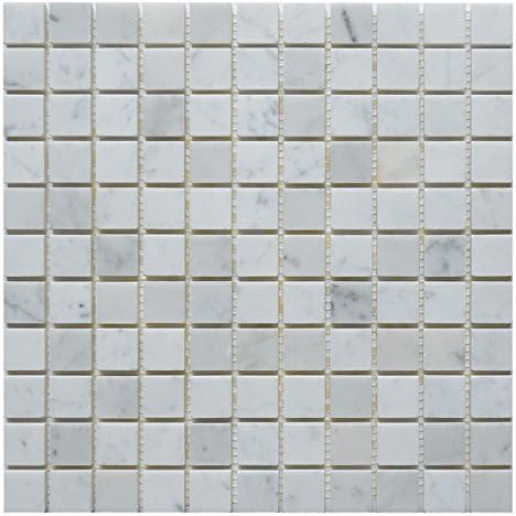 Carrara White Marble Mosaic Tile, CWMM0101, Chip Size 1"X1" Square, 12"X12", Polished (Sample (4"X4"))