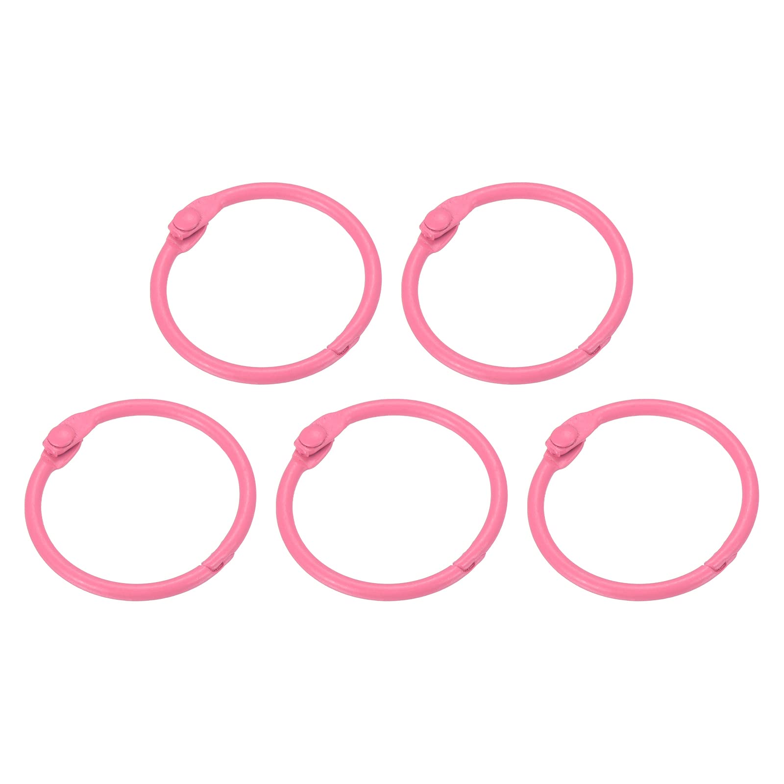 PATIKIL Loose Leaf Binder Rings 1 Inch, 5 Pack Metal Flash Card Book Binding Rings for Key Chain Index Card Scrapbooks, Pink