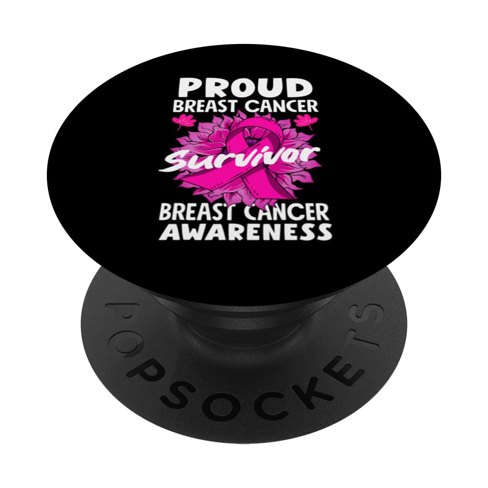 Proud Survivor Daisy Pink Breast Cancer Awareness PopSockets Swappable PopGrip