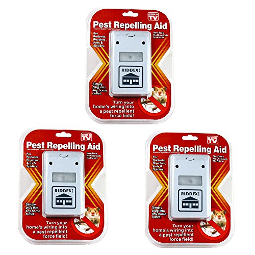 3 Riddex Plus Pest Repellent for Rodents, Roaches, Ants, Spiders