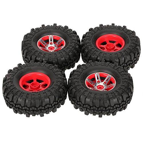 Goolsky 4Pcs AUSTAR AX-4020A 1.9 Inch 110mm 1/10 Rock Crawler Tires with Alloy Beadlock Wheel Rim for D90 SCX10 AXAIL RC4WD TF2 RC Car
