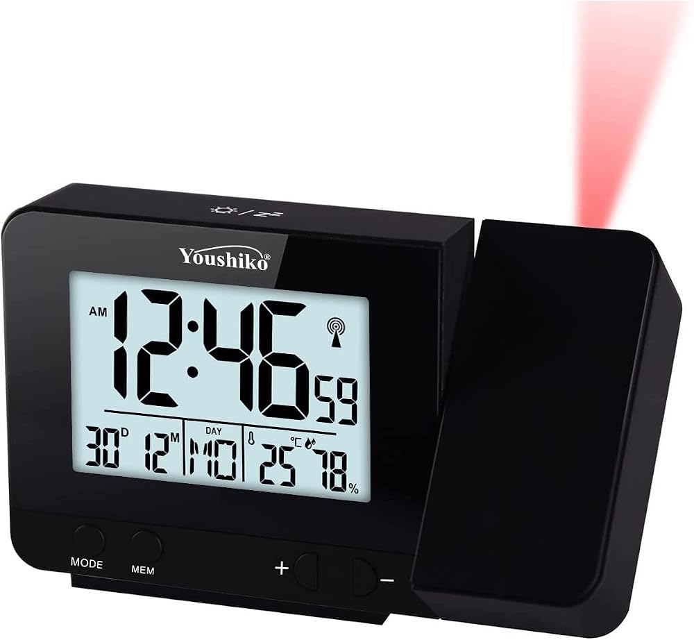 Youshiko Radio Control MSF UK Projection Alarm Clock Dual Alarms LCD Temp &