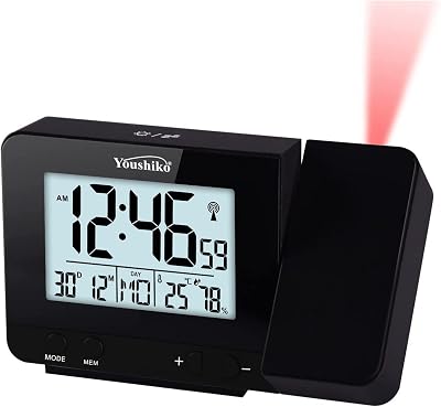 Youshiko Radio Control MSF UK Projection Alarm Clock Dual Alarms LCD Temp &
