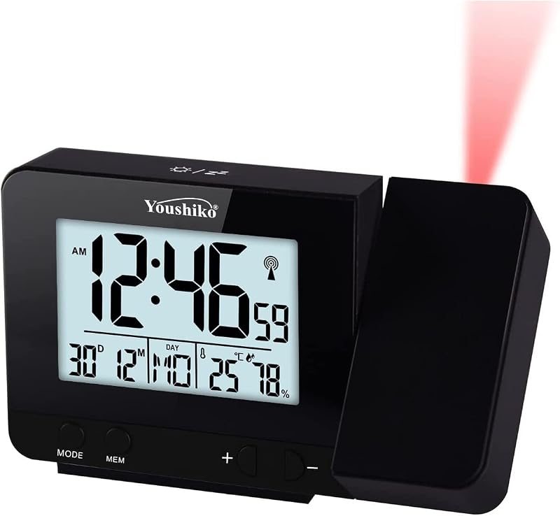 Youshiko Radio Control MSF UK Projection Alarm Clock Dual Alarms LCD Temp &