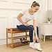 UNICOO - Bamboo Shoe Bench Rack with Cushion Upholstered Padded Seat Storage Shelf Bench, 2-Tier Shoe Rack Entryway Shoe Storage Organizer - (Nature - 70)