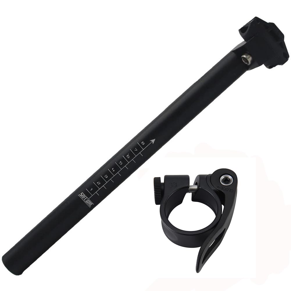 BESNIN Bike Seat Post 350mm Aluminum Alloy Cycling Seat Posts and Bike Seat Clamp Combination Set for 30.4 to 31.6mm Seatpost, Adjustable Saddle Angle, Fits MTB, BMX, Road Bike