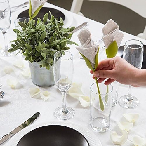 Kretix Bloom Napkin Holders by Kretix Set of 4 Green Stemmed Plastic Twist Flower Buds Serviette Holders Plus White Napkins for Making Original Table Arrangements