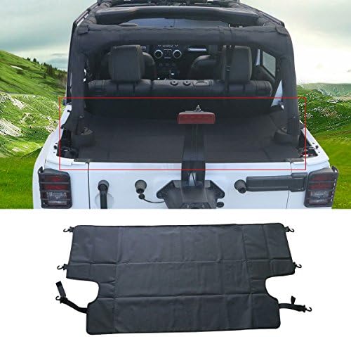 POMAR Black Cargo Cover with Seat Holding Strap for 4 Doors Jeep Wrangler 2007-2017