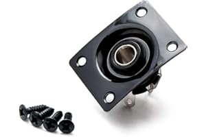 WLDJXLGL Metal 1/4" Guitar Output Jack Plate Input Jack Socket Replacement for Tele SG Electric Guitar Bass Parts (Black)