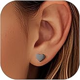 PROSILVER 925 Sterling Silver Studs Earrings for Women, Hypoallergenic Earrings Silver/Gold/Black Flat Back Stud, Heart/Moon Cute Earings Jewelry