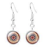 Jiayiqi Womens Shiny Glass Time Gem Pendant Boho Style Floral Dangle Earrings