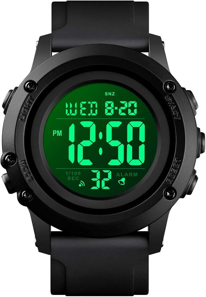 Men's Digital Sports Watch Large Face Waterproof Wrist Watches for Men with Stopwatch Alarm LED Back Light: Watches