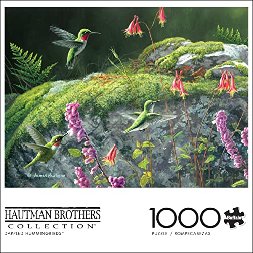 Buffalo Games - Jim Hautman - Dappled Hummingbirds - 1000 Piece Jigsaw Puzzle for Adults Challenging Puzzle Perfect for Game Nights - Finished Puzzle Size is 26.75 x 19.75