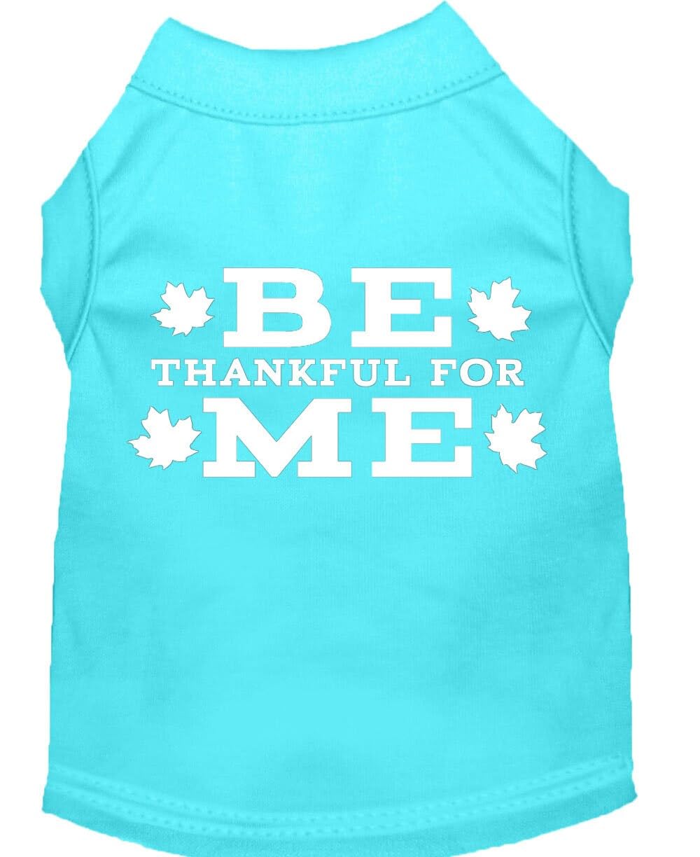 Mirage Be Thankful for Me Screen Print Dog Shirt, Small, Aqua