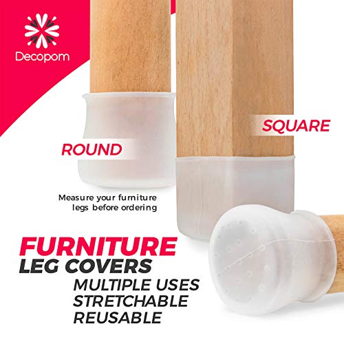 Decopom Silicone Chair Leg Floor Protectors 48 Pack Anti Slip