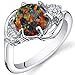 PEORA Created Black Fire Opal Ring for Women 925 Sterling Silver, Stunning Three Stone Design, 1.75 Carats Round Shape 8mm, Sizes 5 to 9