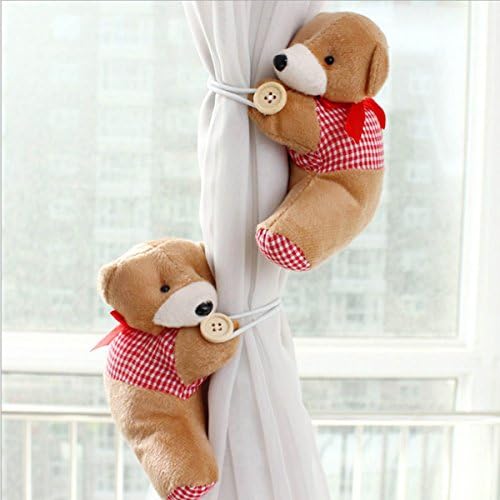 1 Pair Baby Kid Cartoon Bear Holder Nursery Bedroom Curtain Tieback Buckle Hook (Red)