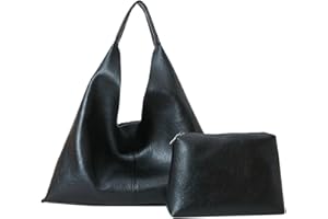 CAISSIP Slouchy Hobo Bags for Women Tote Bag Retro PU Leather Crossbody Bag Soft Shoulder Purses Handbags Large Capacity 2pcs