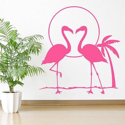 Flamingos at Sunset Wall Sticker- Art Vinyl Decal Stickers, Bedroom, Living Room