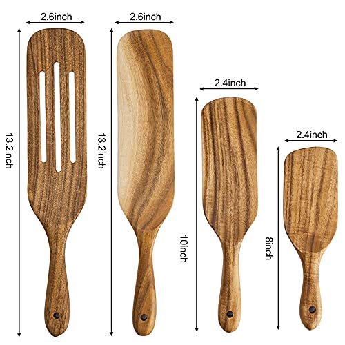 Erreloda Spurtle Set, Natural Teak Wood Kitchen Utensils Set, 100