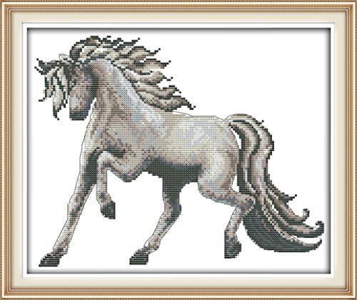 DIY Arts, Crafts &amp; Sewing Needlework Stamped Cross Stitch Patterns 11 Count Embroidery Kits Cats Cross-Stitching Needlepoints Animal Home Wall Decor for Adults Kids, Horse