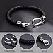 ZD-jewelry Mens Leather Bracelet,Black Genuine Leather and Horseshoe Stainless Steel Leather Bracelet for Men