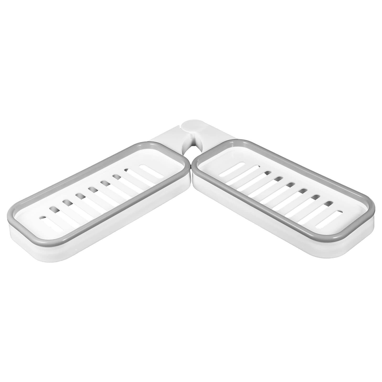 Zerodeko Foldable Shower Caddy, with Drain Hole, Bathroom Corner Punch-Free Rack Floating Shelf Basket 180 Degree Rotating Shelf Wall Mounted Shower Shelf (Grey)