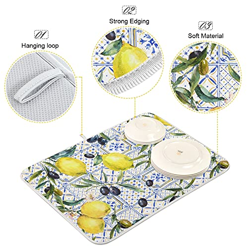 Lemon Dish Drying Mat For Kitchen Counter Lemon Dish Drying Pad 18 X 24