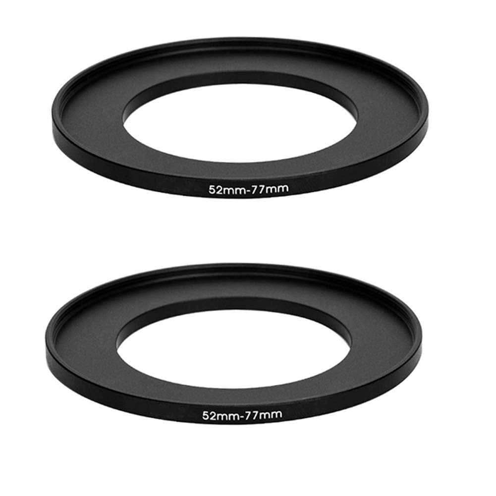 Photo 1 of (2 Pcs) 52-77MM Step-Up Ring Adapter, 52mm to 77mm Step Up Filter Ring, 52 mm Male 77 mm Female Stepping Up Ring for DSLR Camera Lens and ND UV CPL Infrared Filter, Model Number: FR5277