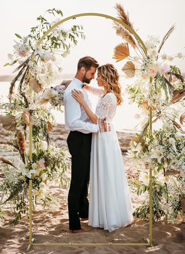 120 * 220Cm Wedding Arch Backdrop Stand with Cover, Metal Balloon Arch Frame for Birthday Party Baby Shower Graduation Ceremony Decoration, White