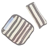 DorDor & GorGor ORGANIC Baby Seat Belt Cushion, Extra Plush, 100% Cotton, Gray Stripe, 2 Pack