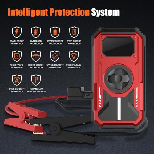 VANLYTPET Arrancador de Batería de Auto Portátil 6000A con Compresor 150PSI 12V