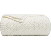 bearberry Super Soft & Fuzzy Minky Throw Blanket Lightweight All-Season - Diamond Stitch Plush Fleece for Couch, Bed, Sofa | Machine Washable Cozy Gift for Women, Men, Home(Cream, 50”x60”)