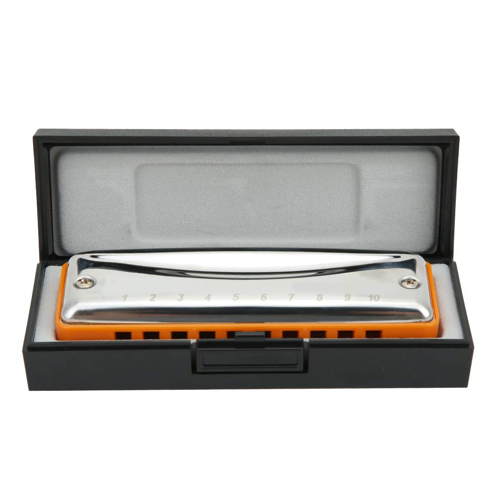 Blues Harmonica, Db Key 10-Hole Professional Mouth Organ, Harmonica Musical Instrument (orange) Musical Instrument