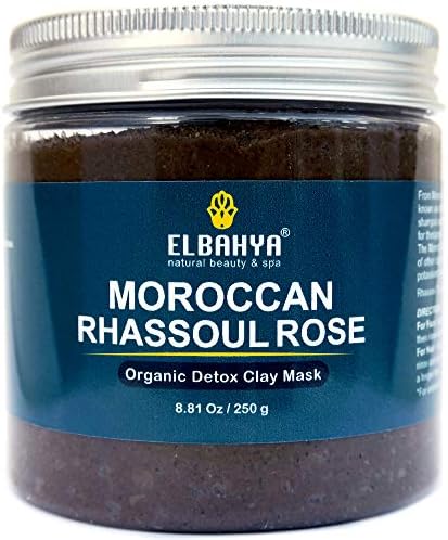 Moroccan all Natural Rhassoul Clay Rose Water Face and Hair Mask, Cruelty-Free Detoxifying Organic Ghassoul, Deep Pore Minimiser, Cleanser and Conditioner