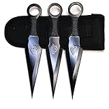 Avias Knife Supply 6.5 Inch 3 Piece Stainless Steel Throwing Knife Set With Nylon Sheath (Black) Fullfilled By Amazon
