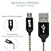 3Pack 3FT 6FT 10FT Long Micro USB Cable, High Speed Nylon Braided Micro USB Fast Charging Cord & Data Transfer Android Charger for Samsung Galaxy S7/S6/S5/Edge,Note 5,HTC,LG(Black Gold)