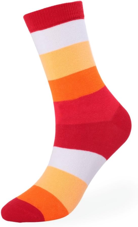 Elfjoy 2 Pairs Men's Colorful Stripe Dress Sock Funny Fashion Cotton High Crew Socks