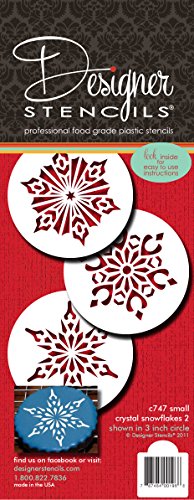 Designer Stencils C747 Small Crystal Snowflakes 2 Cookie Stencils, Beige/semi-transparent