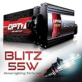 OPT7 Blitz 55w HID Xenon Kit 5x Brighter - 4x Longer Life - H11 (H8, H9) 5K Pure White Light - All Colors and Sizes Simple DIY Install - 2 Yr Warranty - Bulbs and Ballasts