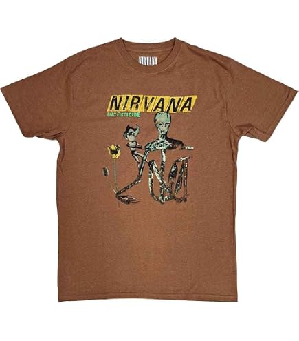 Amazon.com: Nirvana Incesticide Album T-Shirt, Tan, Small