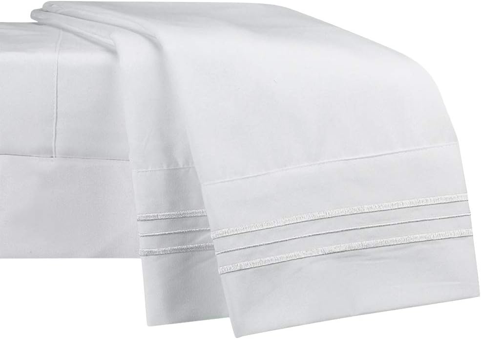 NEWCASTLE Collection - Deluxe Bed Sheet Set - 1800 Brushed 100% Microfiber Bedding - Wrinkle, Fade, Stain Resistant - 4 Piece Set (Double, White)