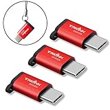 TriLink USB C to Micro USB Adapter 3 Pack [Anti-lost Keychain] Type C Convert for Moto Z Force, LG G5 V20, New MacBook , Nexus 5X 6P, HTC 10 950, OnePlus 2 3, Google Pixel, Lumia 950 XL and More(Red)