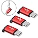 TriLink USB C to Micro USB Adapter 3 Pack [Anti-lost Keychain] Type C Convert for Moto Z Force, LG G5 V20, New MacBook , Nexus 5X 6P, HTC 10 950, OnePlus 2 3, Google Pixel, Lumia 950 XL and More(Red)