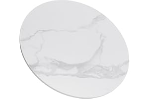 SVIOBY 31.5" White Round Sintered Stone Table Top - DIY Table Replacement Cover, Marble Texture, Heat & Scratch Resistant for Indoor/Outdoor Restaurant Tables, Desks