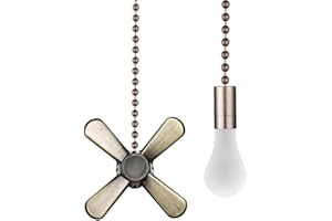 SmoTecQ Ceiling Fan Pull Chain Extender with Decorative Frosted Glass Bulb and Fan Cord, Fit All Standard 3mm Diameter Ceiling Fans and Light Fixtures Factory Pull (Bronze)