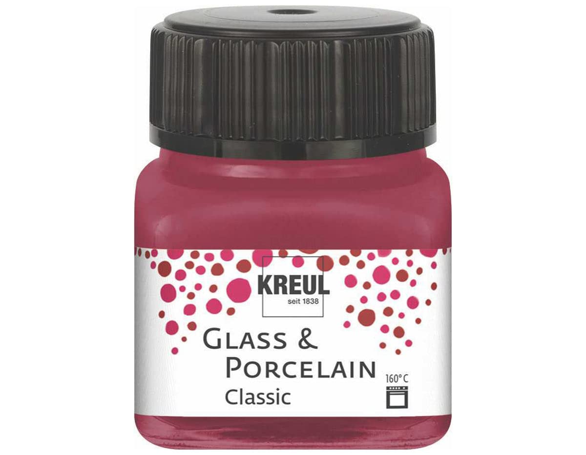 Kreul Glass & Porcelain Classic 16207 Garnet Red in 20 ml Glass, Brilliant Glass and Porcelain Water-Based Paint, Quick-Drying, Opaque — image 1