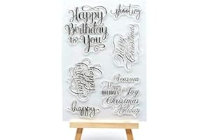 WOOYANGFUN Welcome to Joyful Home 1pc Happy Birthday Sentiment Rubber Clear Stamp for Card Making Decoration and Scrapbooking