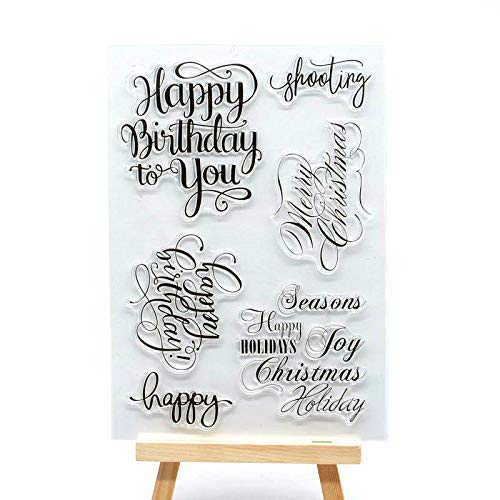 Welcome to Joyful Home 1pc Happy Birthday Sentiment Rubber Clear Stamp for Card Making Decoration and Scrapbooking