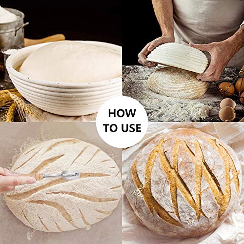 Proofing Basket 9 Inch + 10 Inch, TAOUNOA Bread Basket, with Dough